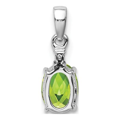 Sterling Silver Peridot & Diamond Oval Pendant – view 5