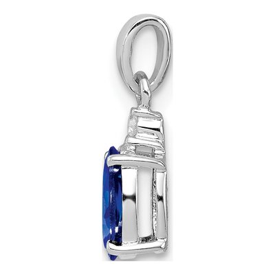 Sterling Silver Sapphire & Diamond Oval Pendant – view 3