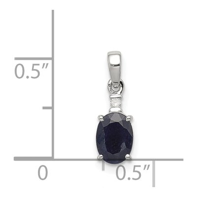 Sterling Silver Sapphire & Diamond Oval Pendant – view 4