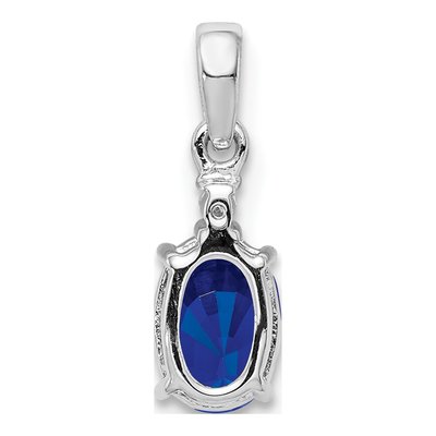 Sterling Silver Sapphire & Diamond Oval Pendant – view 5