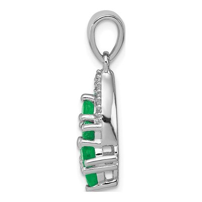 Sterling Silver 1/20 ct tw Emerald & Diamond Pendant – view 3