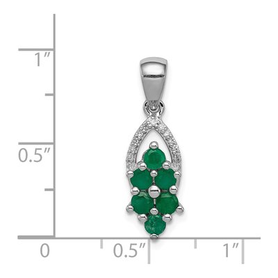 Sterling Silver 1/20 ct tw Emerald & Diamond Pendant – view 4