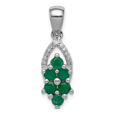 Sterling Silver 1/20 ct tw Emerald & Diamond Pendant