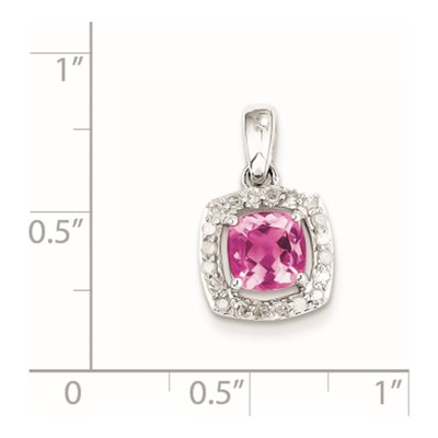 Sterling Silver 1/5 ct tw Pink Tourmaline & Diamond Pendant – view 2