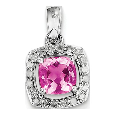 Sterling Silver 1/5 ct tw Pink Tourmaline & Diamond Pendant
