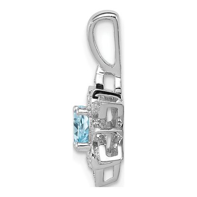 Sterling Silver Swiss Blue Topaz & Diamond Pendant – view 3