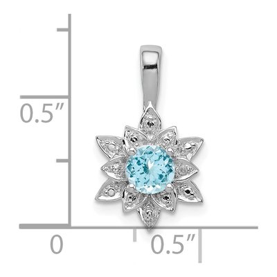 Sterling Silver Swiss Blue Topaz & Diamond Pendant – view 4