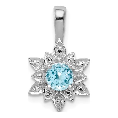Sterling Silver Swiss Blue Topaz & Diamond Pendant