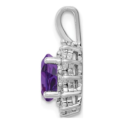 Sterling Silver Amethyst & Diamond Pendant – view 3
