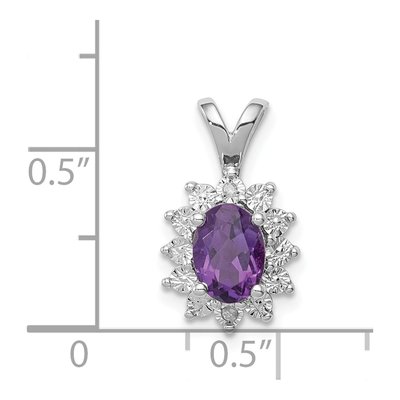 Sterling Silver Amethyst & Diamond Pendant – view 5