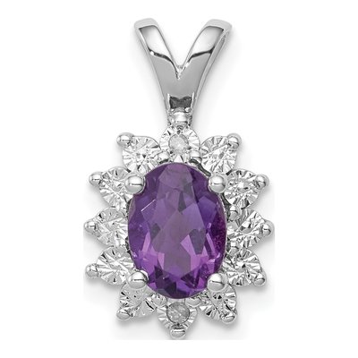 Sterling Silver Amethyst & Diamond Pendant