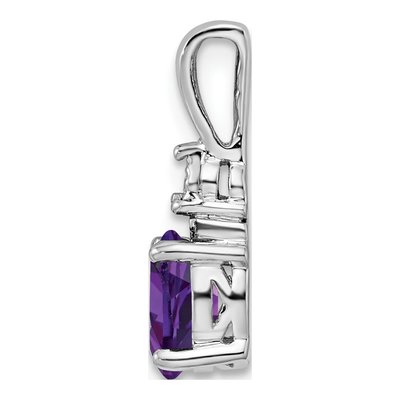 Sterling Silver Amethyst & Diamond Pendant – view 3