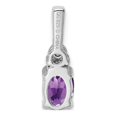 Sterling Silver Amethyst & Diamond Pendant – view 5