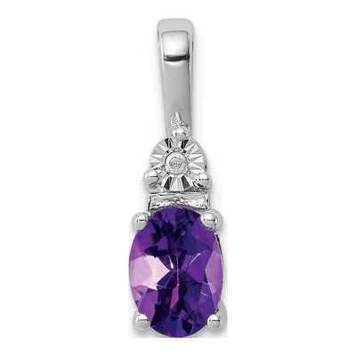 Sterling Silver Amethyst & Diamond Pendant