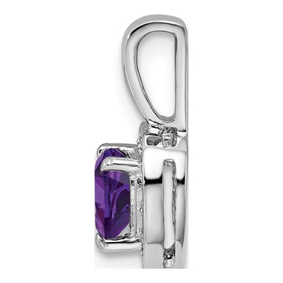 Sterling Silver Amethyst & Diamond Heart Pendant – view 3