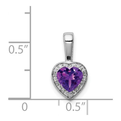 Sterling Silver Amethyst & Diamond Heart Pendant – view 4