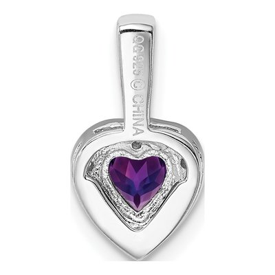 Sterling Silver Amethyst & Diamond Heart Pendant – view 5