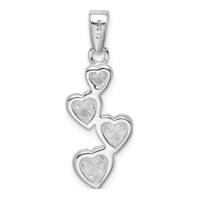 Sterling Silver CZ Graduated Heart Pendant – view 4