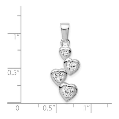 Sterling Silver CZ Graduated Heart Pendant – view 5