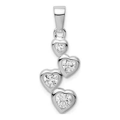 Sterling Silver CZ Graduated Heart Pendant