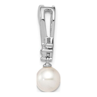 Sterling Silver Freshwater Cultured Pearl & Diamond Slide Pendant – view 3