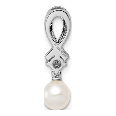 Sterling Silver Freshwater Cultured Pearl & Diamond Slide Pendant – view 4