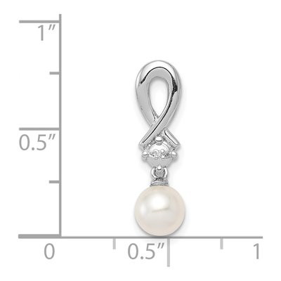 Sterling Silver Freshwater Cultured Pearl & Diamond Slide Pendant – view 5