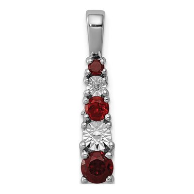 Sterling Silver Garnet & Diamond Pendant