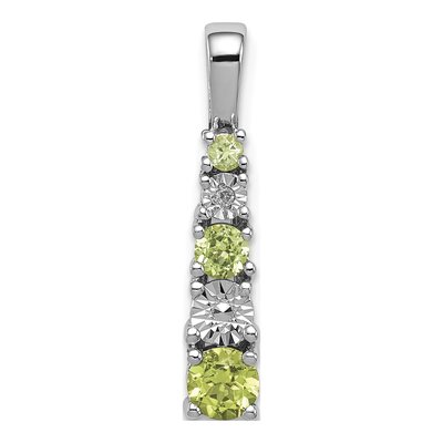 Sterling Silver Peridot & Diamond Pendant