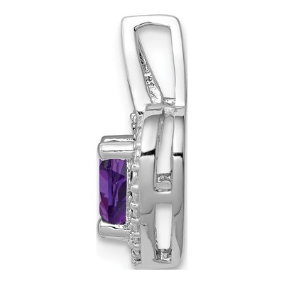 Sterling Silver Amethyst & Diamond Heart Pendant – view 3