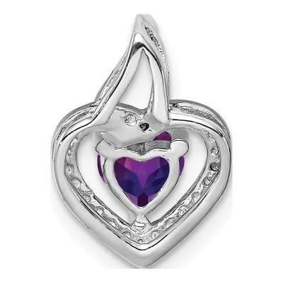 Sterling Silver Amethyst & Diamond Heart Pendant – view 4