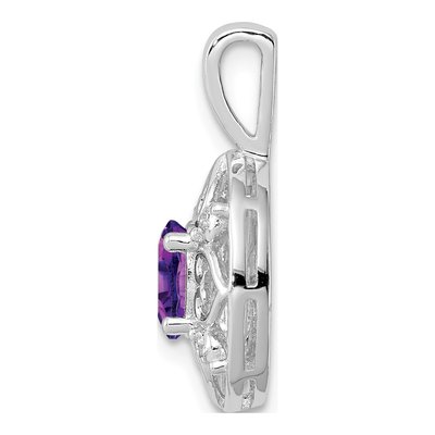 Sterling Silver Amethyst & Diamond Pendant – view 3