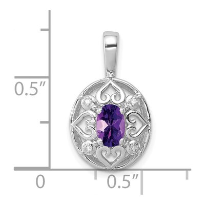 Sterling Silver Amethyst & Diamond Pendant – view 4