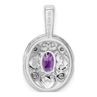 Sterling Silver Amethyst & Diamond Pendant – view 5