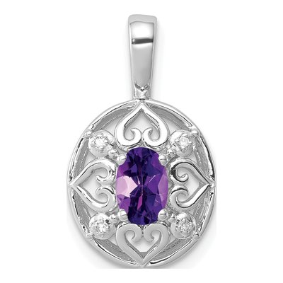 Sterling Silver Amethyst & Diamond Pendant