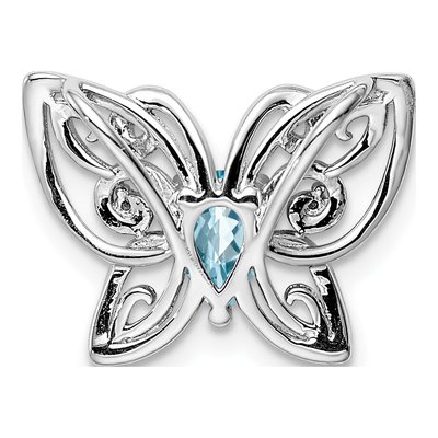 Sterling Silver Swiss Blue Topaz & Diamond Slide Pendant – view 4