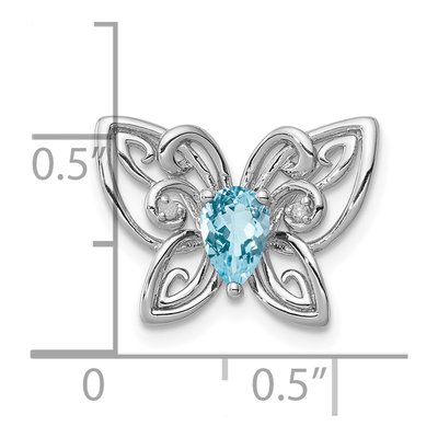 Sterling Silver Swiss Blue Topaz & Diamond Slide Pendant – view 5