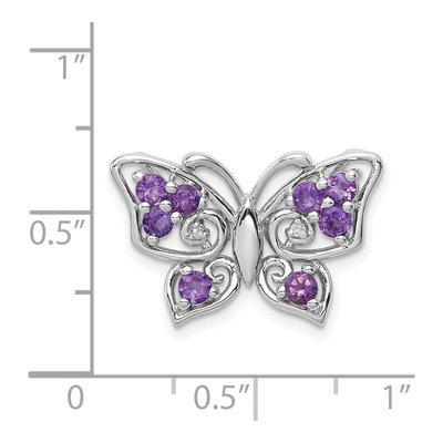 Sterling Silver Amethyst & Diamond Slide Pendant – view 4