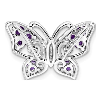 Sterling Silver Amethyst & Diamond Slide Pendant – view 5