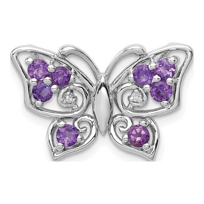 Sterling Silver Amethyst & Diamond Slide Pendant