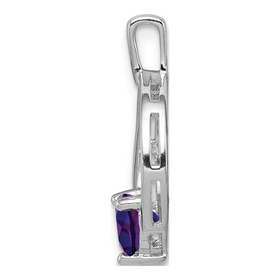 Sterling Silver Amethyst & Diamond Heart Pendant – view 3