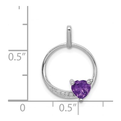 Sterling Silver Amethyst & Diamond Heart Pendant – view 4