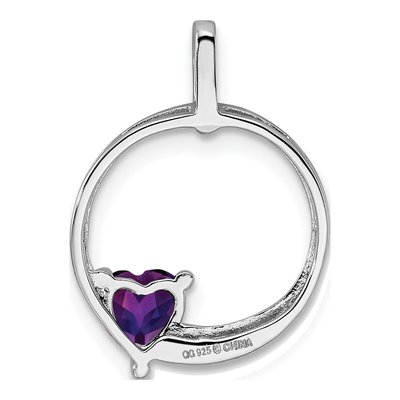 Sterling Silver Amethyst & Diamond Heart Pendant – view 5