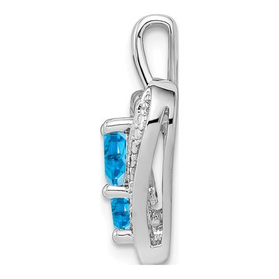Sterling Silver Swiss Blue Topaz & Diamond Heart Pendant – view 3