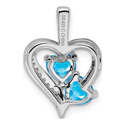 Sterling Silver Swiss Blue Topaz & Diamond Heart Pendant – view 5