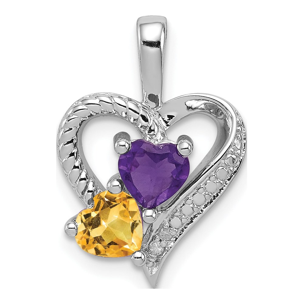 Sterling Silver Citrine & Amethyst Pendant