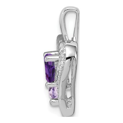 Sterling Silver Rose de France Amethyst & Amethyst Heart Pendant – view 3