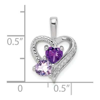 Sterling Silver Rose de France Amethyst & Amethyst Heart Pendant – view 4