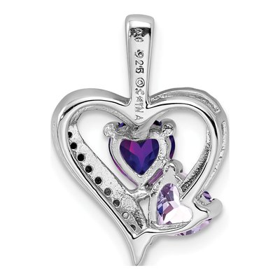 Sterling Silver Rose de France Amethyst & Amethyst Heart Pendant – view 5