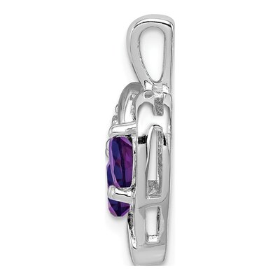 Sterling Silver Amethyst & Diamond Heart Pendant – view 3